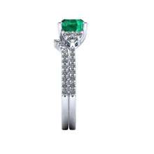 Emerald and Diamonds Engagement Ring Cushion Cut Chatham Emerald