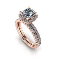 Cushion Cut Forever One Moissanite Engagement Ring