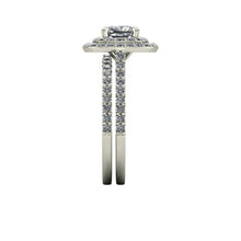 Double Halo Cushion Cut Forever One Moissanite Engagement Ring