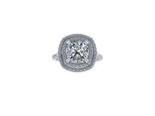 Double Halo Cushion Cut Forever One Moissanite Engagement Ring