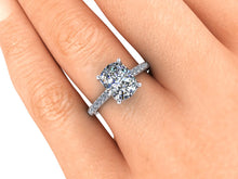 Elongated Cushion Cut Harro Moissanite Engagement Ring in Recycled Platinum