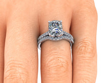 Elongated Cushion Cut Harro Moissanite Engagement Ring in Recycled Platinum