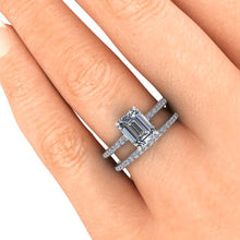 Emerald Cut Moissanite Engagement Ring, 1.75 Carat Emerald Cut Forever One Moissanite