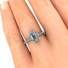 Emerald Cut Moissanite Engagement Ring, 1.75 Carat Emerald Cut Forever One Moissanite
