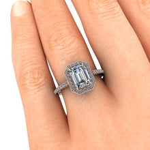 Emerald Cut Cut Moissanite Engagement Ring 18k Rose Gold