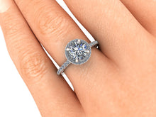 Halo Style Moissanite Engagement Ring, Recycled Gold, Ethical Diamonds