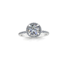 Halo Style Moissanite Engagement Ring, Recycled Gold, Ethical Diamonds