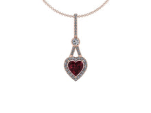 Heart Shape Pendant Chatham Ruby and Forever One Moissanite