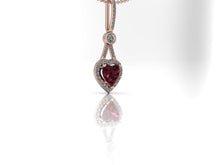 Heart Shape Pendant Chatham Ruby and Forever One Moissanite