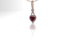 Heart Shape Pendant Chatham Ruby and Forever One Moissanite