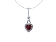 Heart Shape Pendant Chatham Ruby and Forever One Moissanite