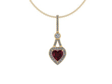 Heart Shape Pendant Chatham Ruby and Forever One Moissanite
