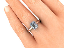 Emerald Cut Hidden Halo Engagement Ring Emerald Cut Diamond Ring