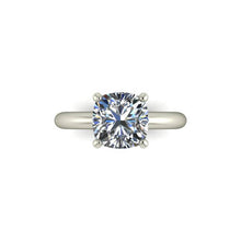 Solitaire Engagement Ring, 2.98 Carat Cushion Cut Forever One Moissanite