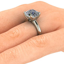 Solitaire Engagement Ring, 2.98 Carat Cushion Cut Forever One Moissanite