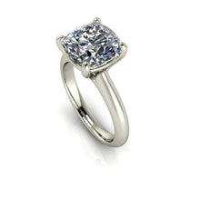 Solitaire Engagement Ring, 2.98 Carat Cushion Cut Forever One Moissanite