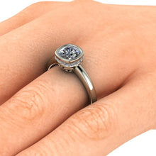 Bezel Set Cushion Cut Forever One Moissanite Engagement Ring