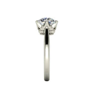 European Cut Moissanite Engagement Ring, 2.70 Carats, Princess Setting, Recycled White Gold