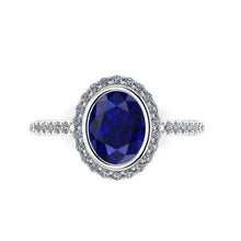Oval Sapphire Engagement Ring, Chatham Blue Sapphire