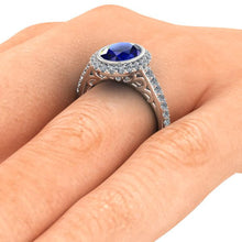 Oval Sapphire Engagement Ring, Chatham Blue Sapphire