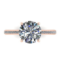 Moissanite Engagement Ring, 9mm Round Forever One, 18k Rose Gold