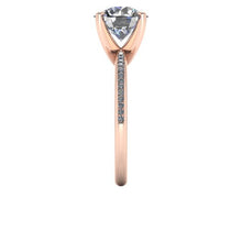 Moissanite Engagement Ring, 9mm Round Forever One, 18k Rose Gold