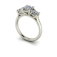 Moissanite Engagement Ring, 3 Stone Classic Setting, 18K White Gold
