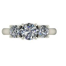 Moissanite Engagement Ring, 3 Stone Classic Setting, 18K White Gold