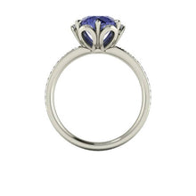 Tanzanite and Diamonds Engagement Ring, 2 Carat AAA Tanzanite, 18K White Gold