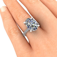 Custom Moissanite Engagement Ring, 7 Carat Oval Crushed Ice Moissanite
