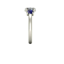 Blue Sapphire and Moissanite Engagement Ring