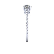 Twisted Rope Solitaire with 1 Carat Round Cut ,Forever One Moissanite