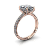 Emerald Cut Moissanite Engagement Ring 18K Rose Gold