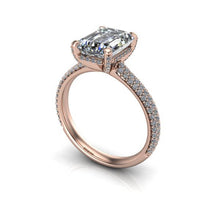 Emerald Cut Moissanite Engagement Ring 18K Rose Gold