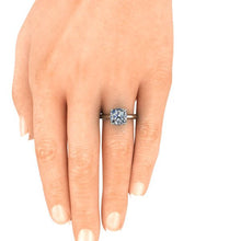 Solitaire Engagement Ring, 2.98 Carat Cushion Cut Forever One Moissanite
