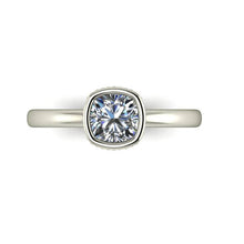 Bezel Set Cushion Cut Forever One Moissanite Engagement Ring