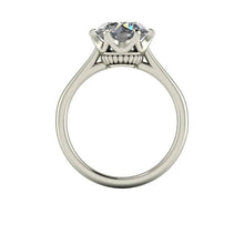 European Cut Moissanite Engagement Ring, 2.70 Carats, Princess Setting, Recycled White Gold
