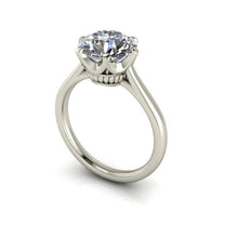 European Cut Moissanite Engagement Ring, 2.70 Carats, Princess Setting, Recycled White Gold