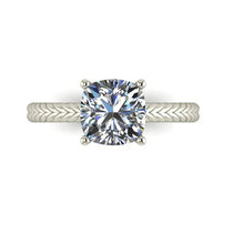 Twisted Rope Engagement Ring Cushion Cut Harro or NEO Moissanite Engagement Ring