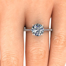 Moissanite Engagement Ring, 9mm Round Forever One, 18k Rose Gold