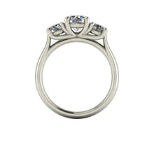 Moissanite Engagement Ring, 3 Stone Classic Setting, 18K White Gold