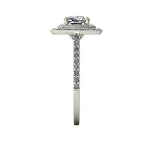 Double Halo Cushion Cut Forever One Moissanite Engagement Ring