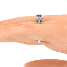 Moissanite and Diamonds Engagement Ring, 1.70 Carats Princess Cut Moissanite