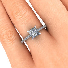 Moissanite and Diamonds Engagement Ring, 1.70 Carats Princess Cut Moissanite