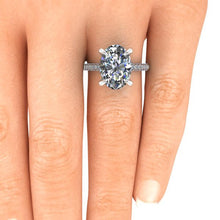 Custom Moissanite Engagement Ring, 7 Carat Oval Crushed Ice Moissanite