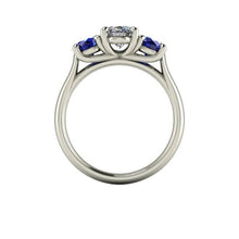 Blue Sapphire and Moissanite Engagement Ring