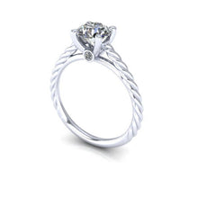 Twisted Rope Solitaire with 1 Carat Round Cut ,Forever One Moissanite