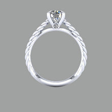 Twisted Rope Solitaire with 1 Carat Round Cut ,Forever One Moissanite