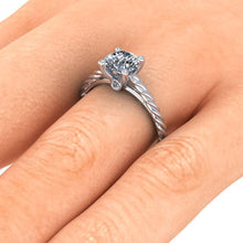 Twisted Rope Solitaire with 1 Carat Round Cut ,Forever One Moissanite