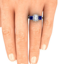 Sapphire Engagement Ring, 2.50 Carats Elongated Cushion Cut White Sapphire